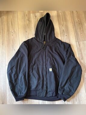 Vtg Carhartt J131 Black Thermal Lined Duck Active Jacket USA Union Tag 2XL 2003
